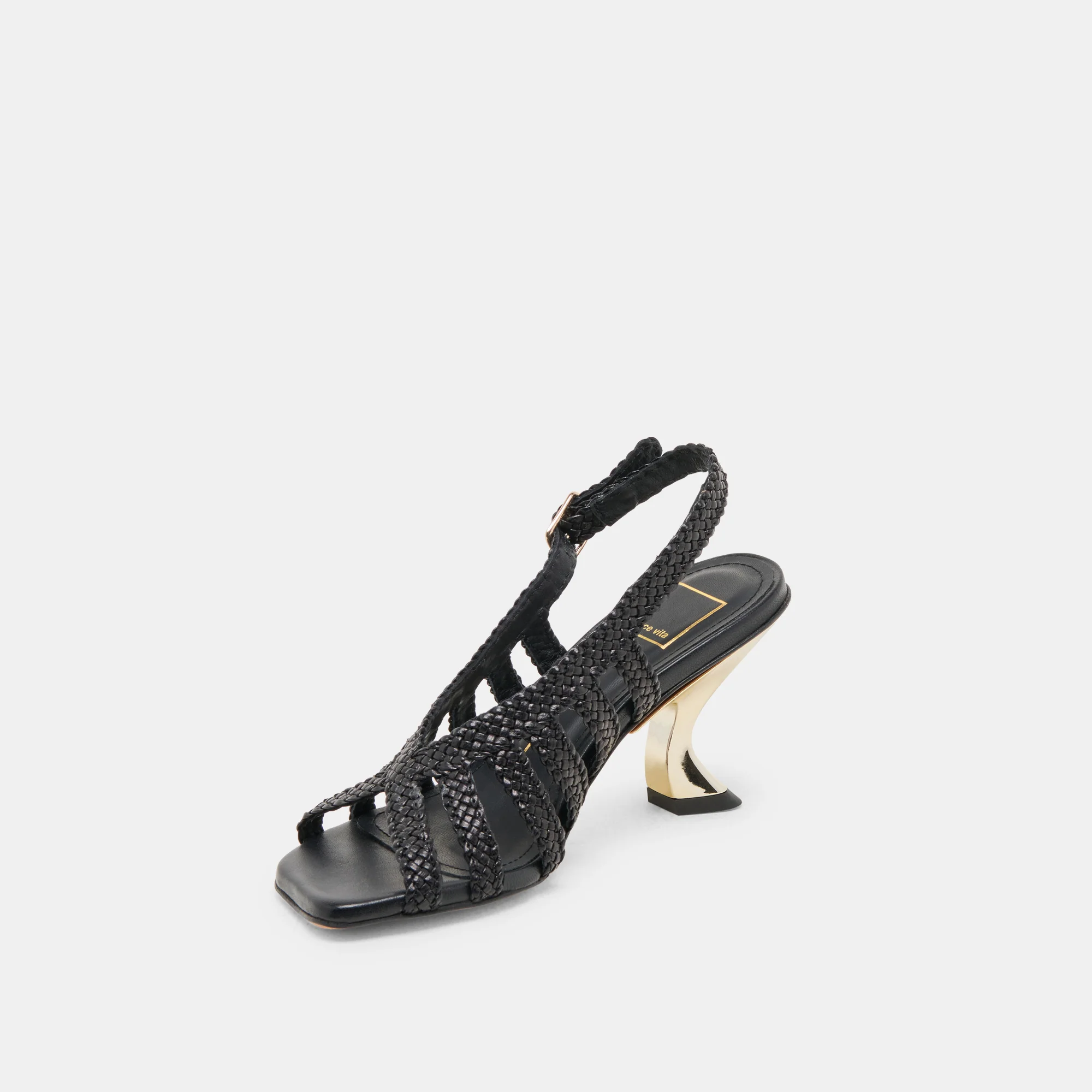 SICILY HEELS BLACK WOVEN LEATHER - Image 4