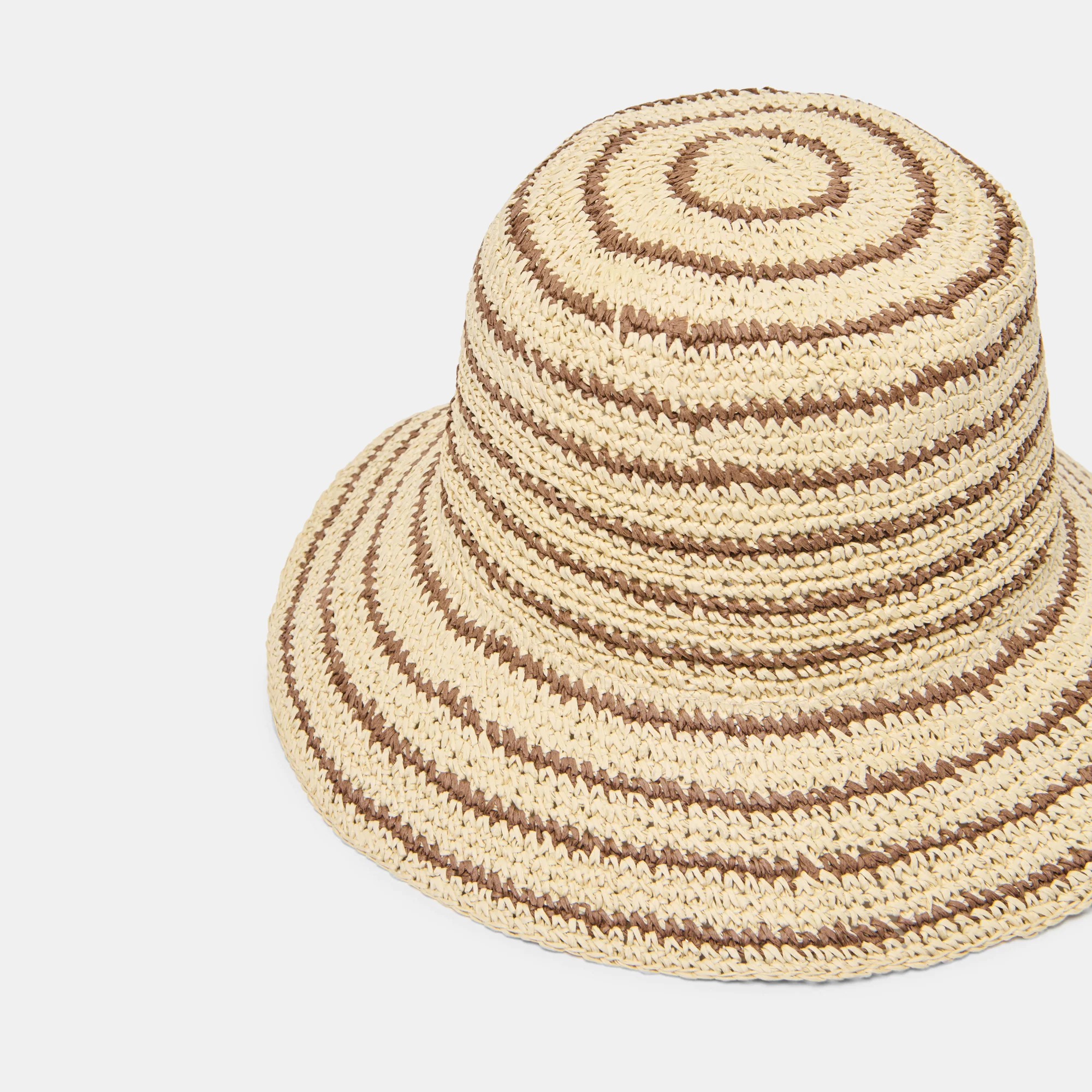 STRIPED STRAW CLOCHE BROWN NATURAL - Image 3
