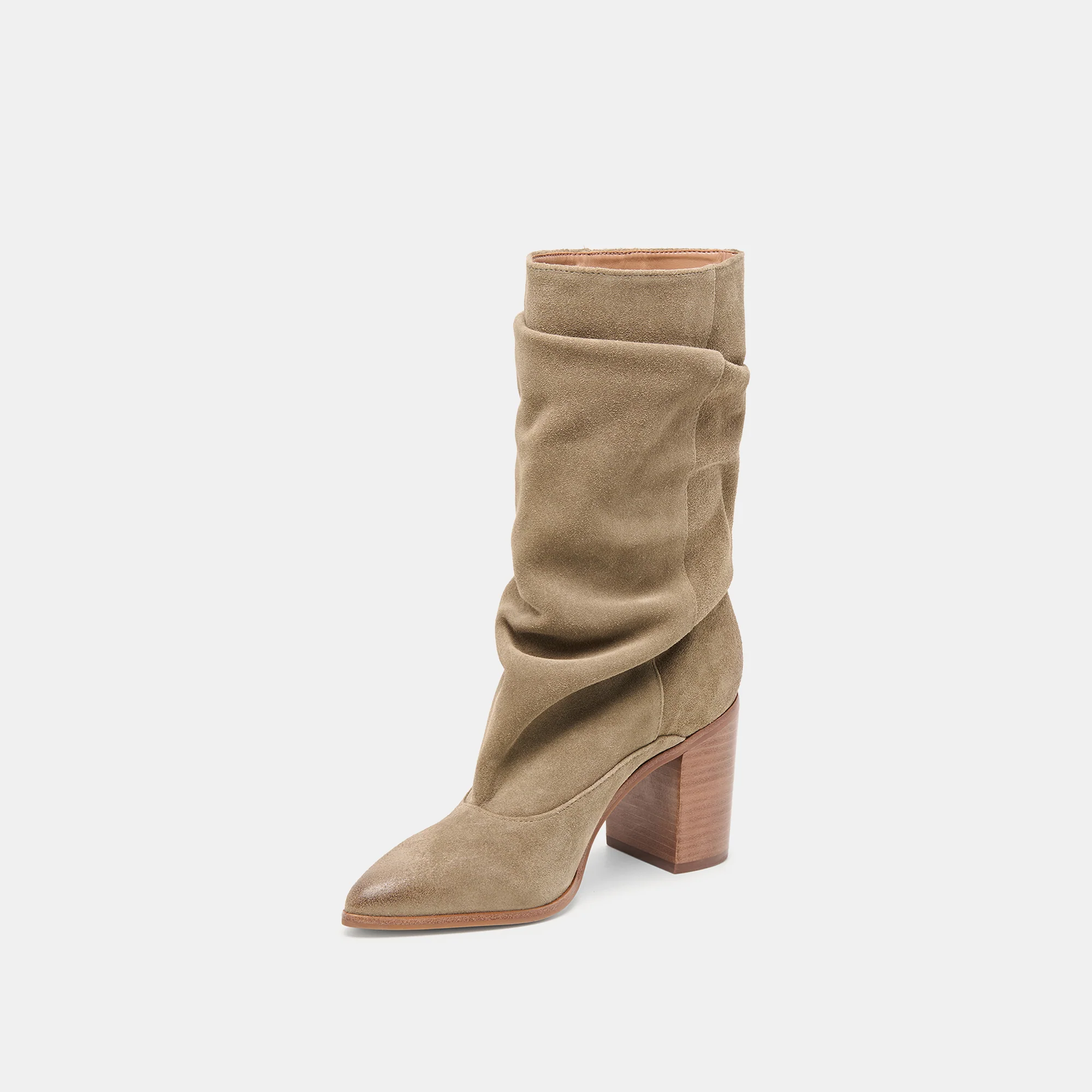 TALINA WIDE CALF BOOTS OLIVE SUEDE - Image 4
