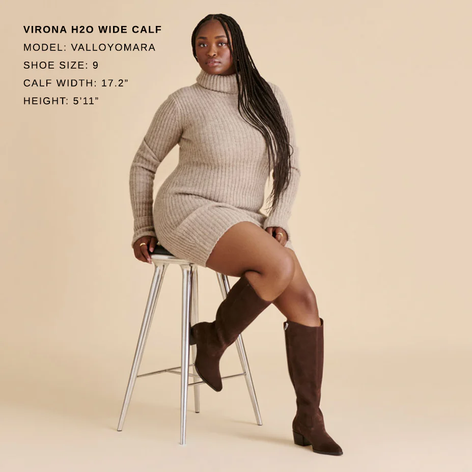 VIRONA H2O WIDE CALF BOOTS DK BROWN SUEDE - Image 4