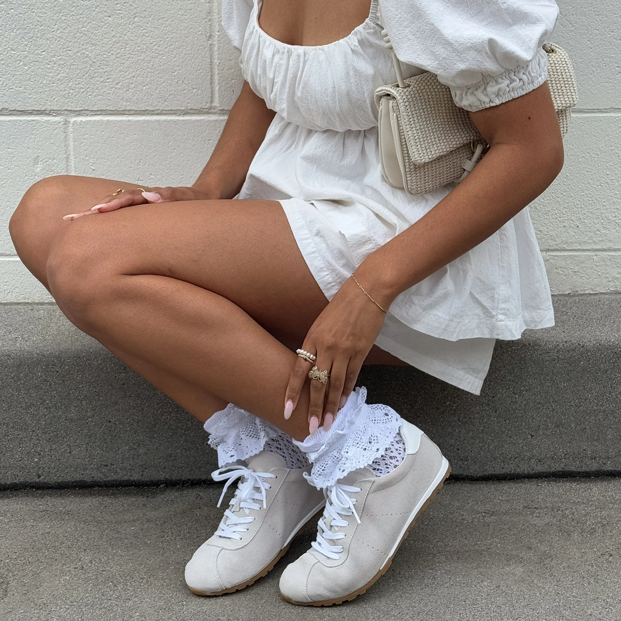 WHIMSY LACE ANKLET SOCKS WHITE - Image 6