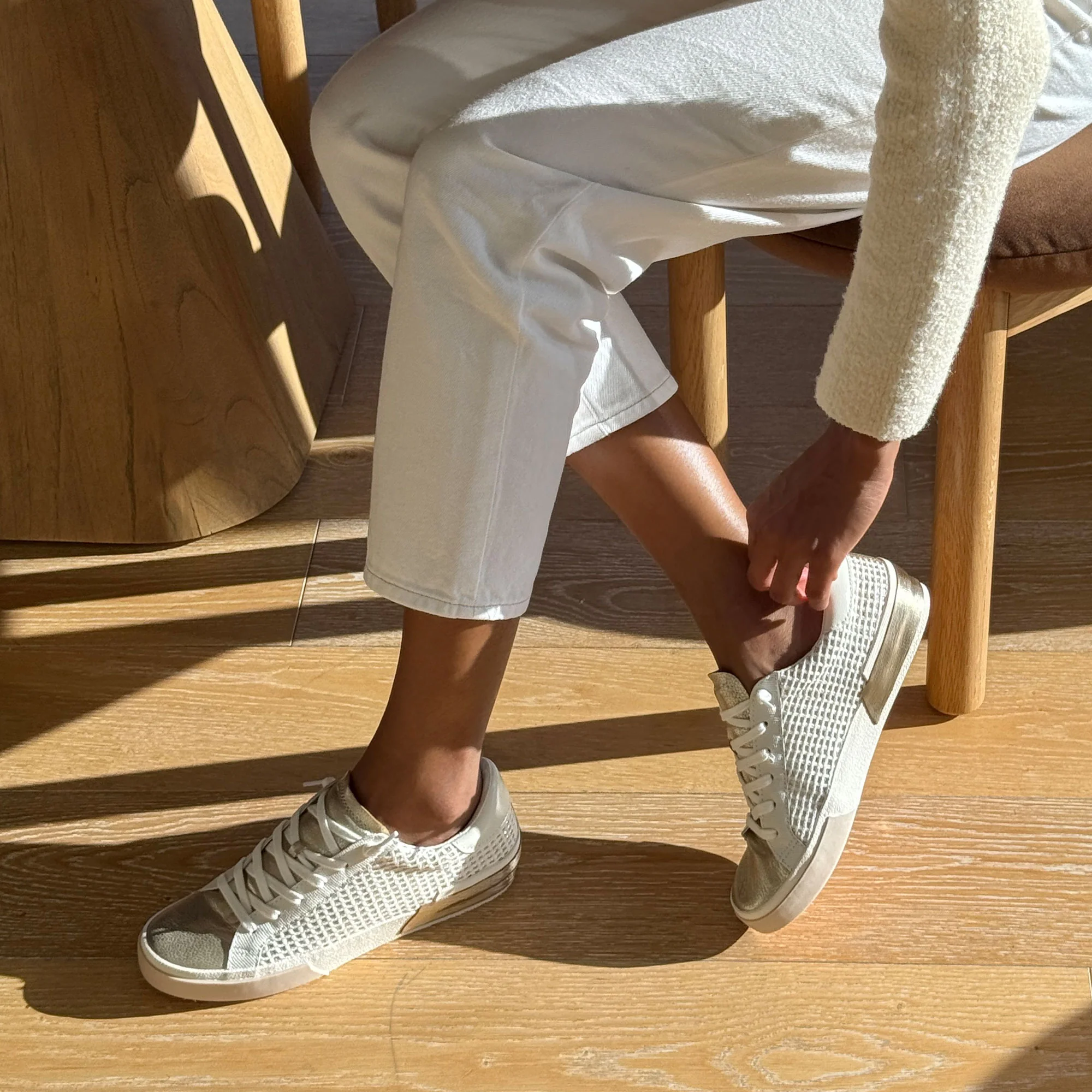 ZINA SNEAKERS BONE GOLD WOVEN - Image 4